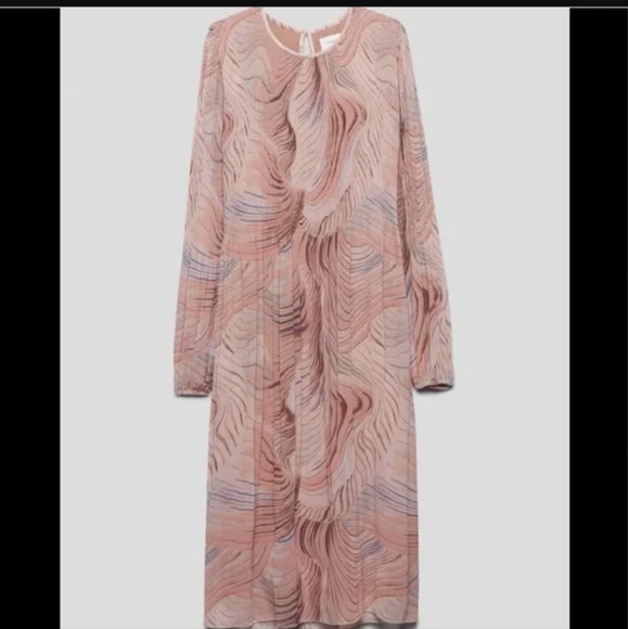 Aritzia Wilfred Midi Daydreamer Dres XS Birch/Buenos Aires - Picture 2 of 3